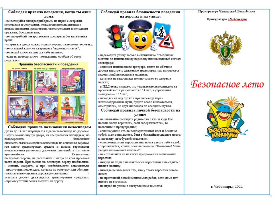 Прокуратура Чувашской Республики напоминает о правилах безопасности летом : Фото №1